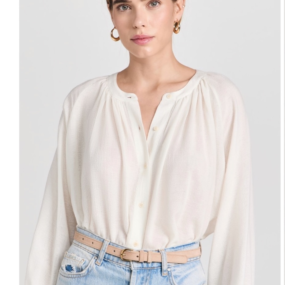 Jenni Kayne (new w tag) Long-Sleeve Willow Blouse Ivory XS